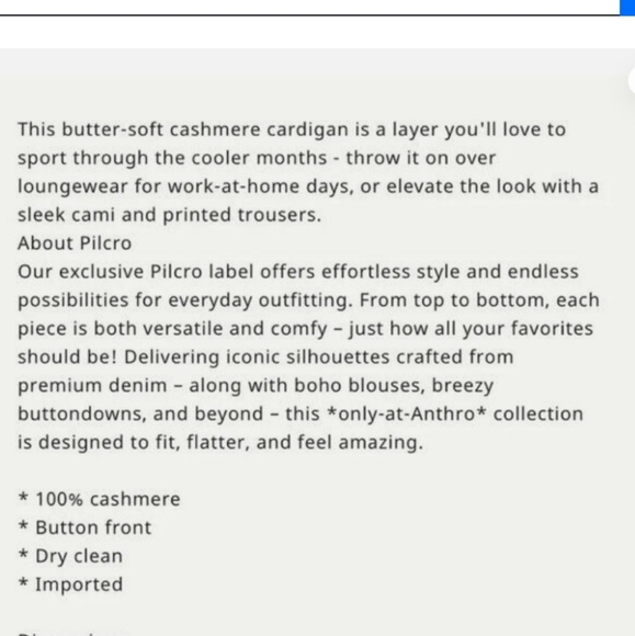 Anthropologie Pilcro Kelly Boyfriend 100% Cashmere Slouchy Cardigan Size S - Picture 13 of 15